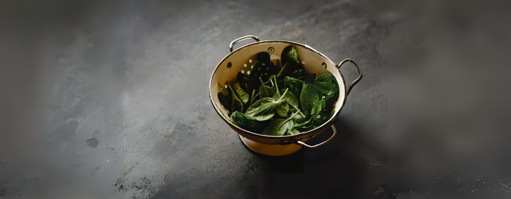 a bowl of spinach. Suggested to help with female fertility