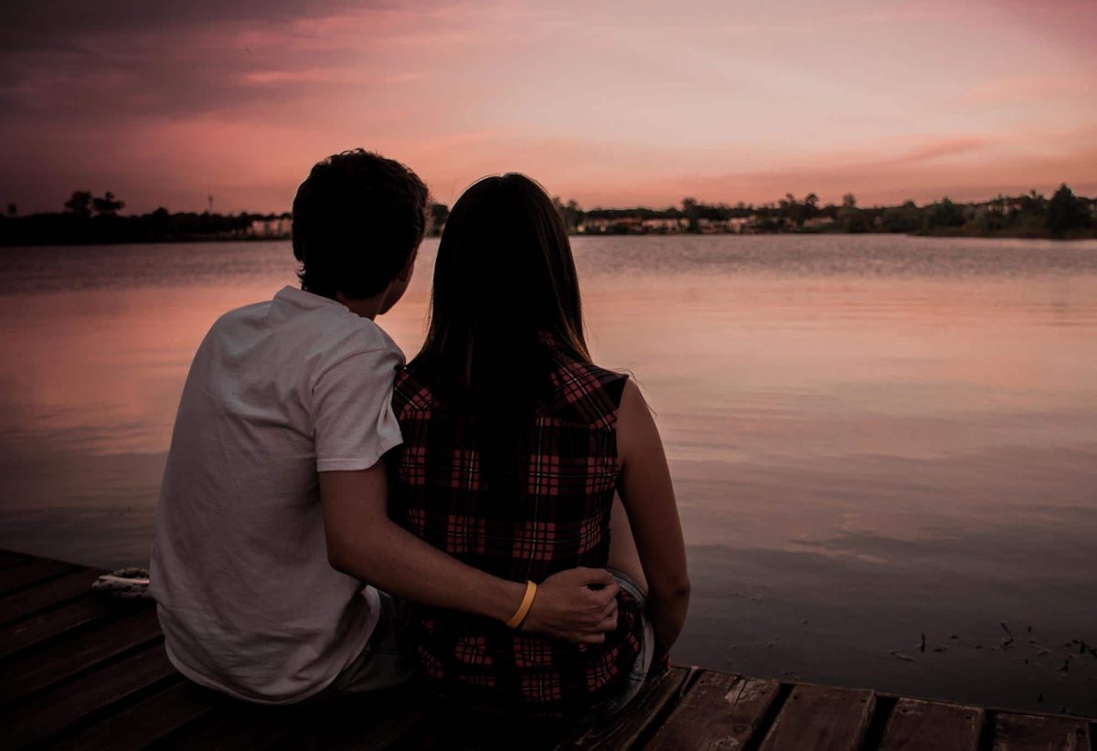 Couple looking into the distance